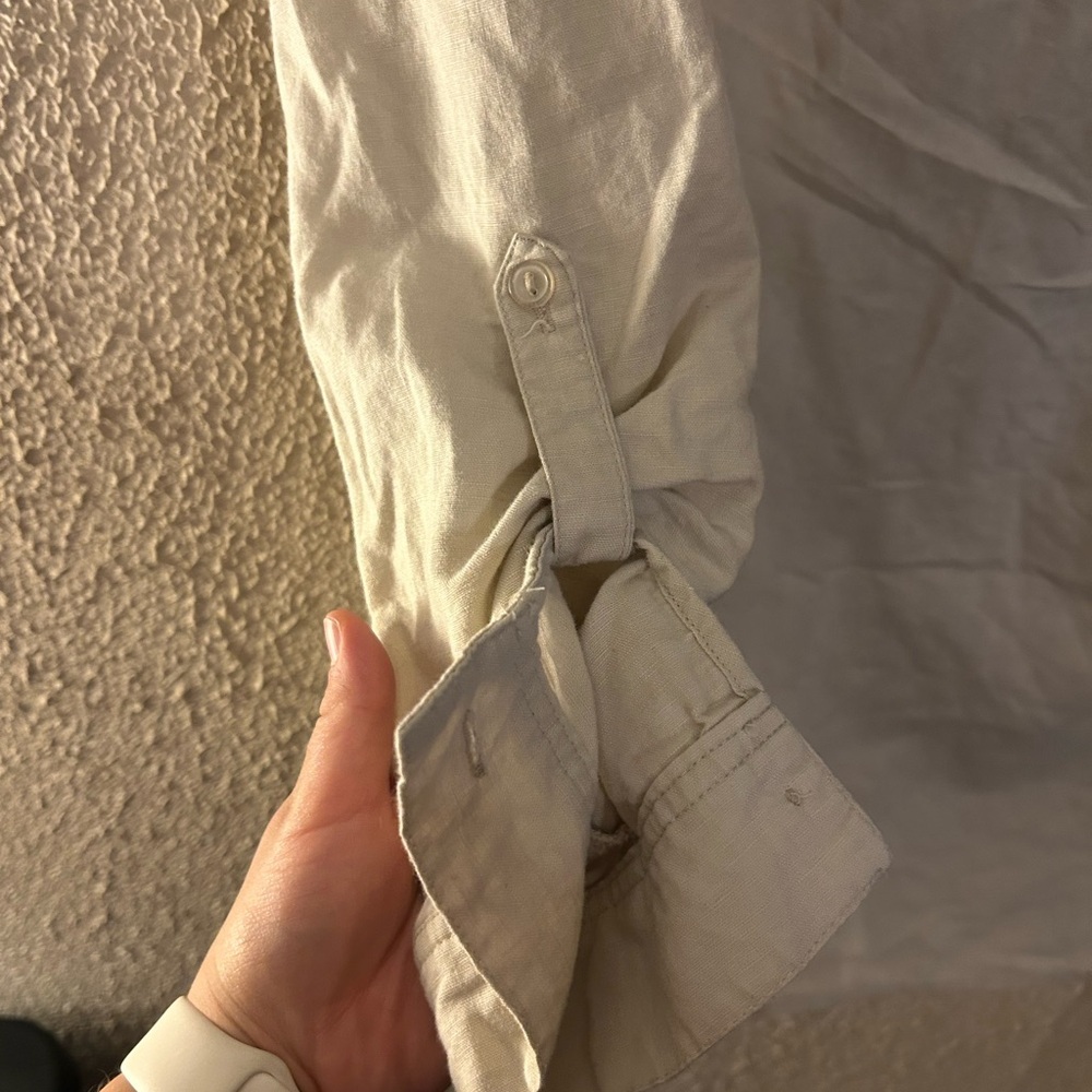 For Cynthia Linen Cotton Women’s Button Down 3/4 Sleeve Size L Boho Indie Tunic - Picture 10 of 15